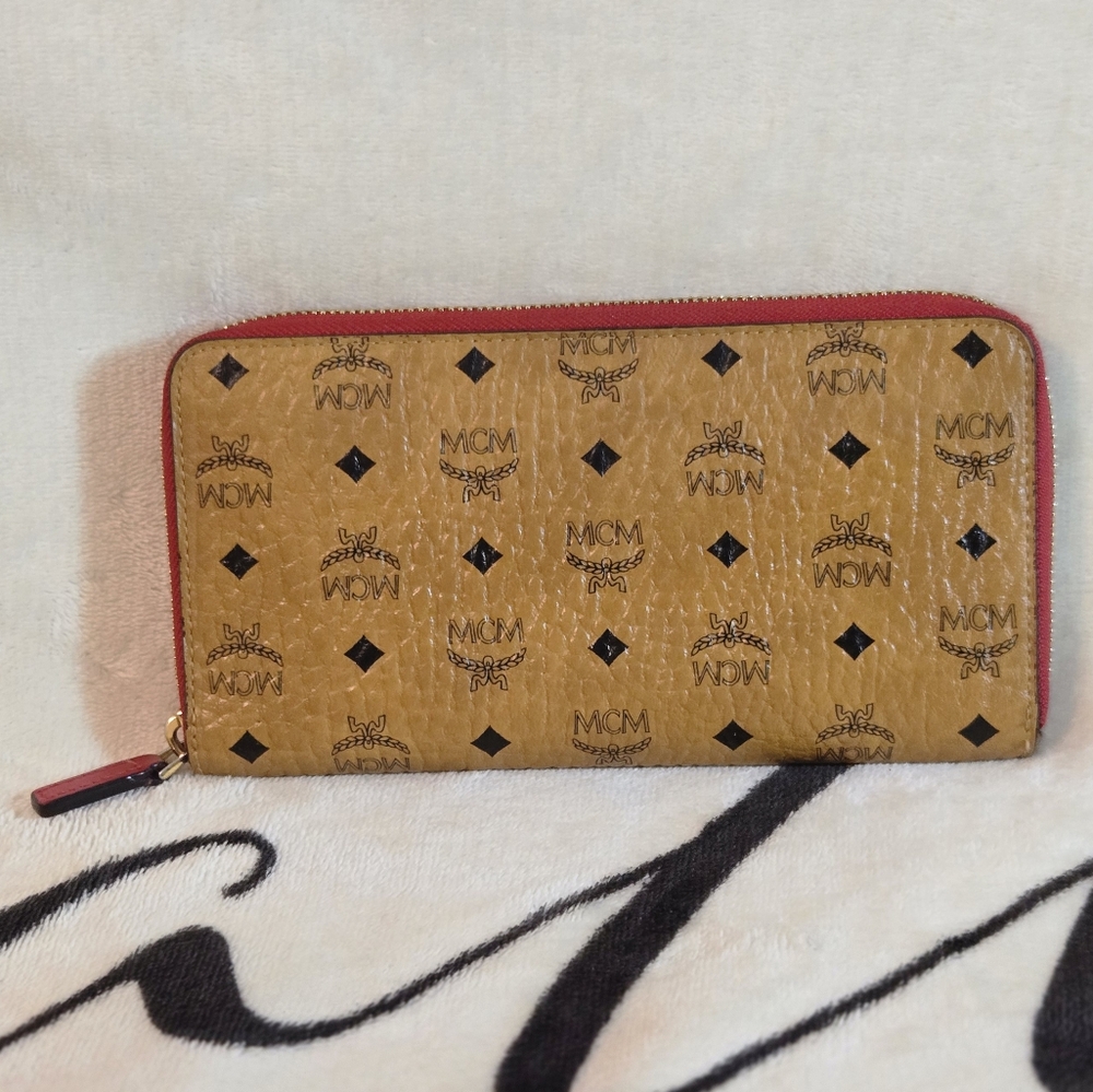 MCM Tan Zip Wallet